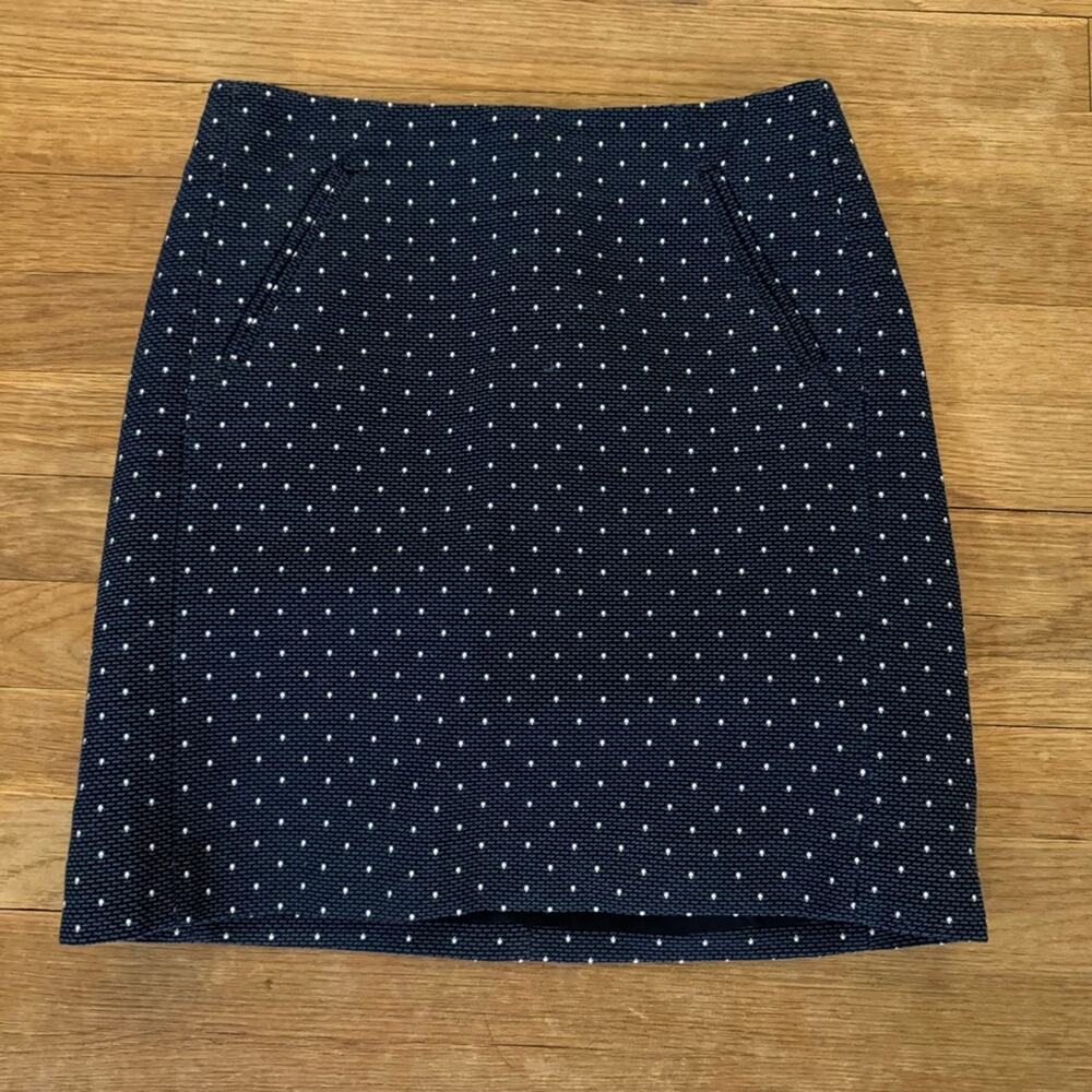 Loft navy blue white pencil mini skirt size 2 petite b30